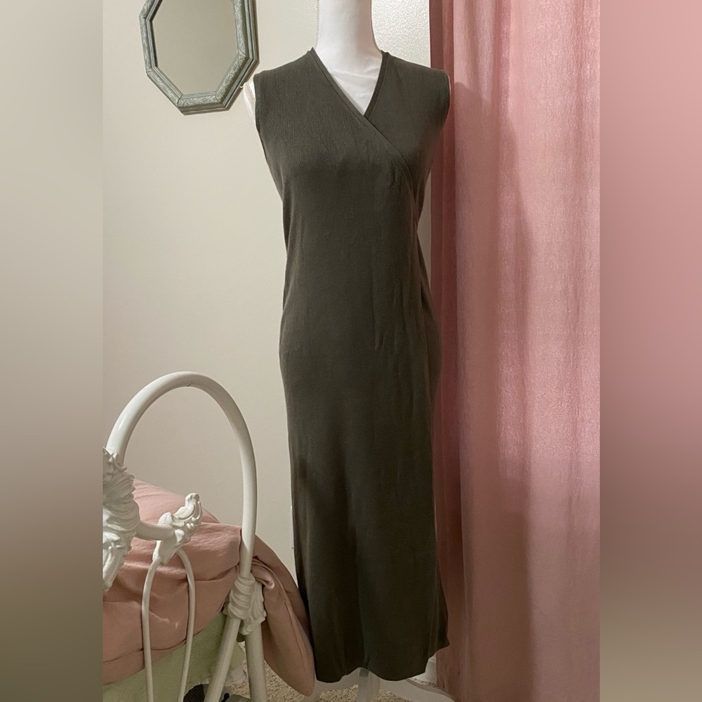 Taupe Wrap Sweater Dress